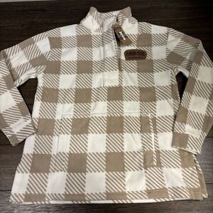 Women's Florida State Seminoles SZ L Pull‎ Over Fleece Sweatshirt Plaid Beige